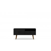 Manhattan Comfort 3PMC70 Tribeca 53.94 Mid-Century Modern TV Stand with Solid Wood Legs in Black